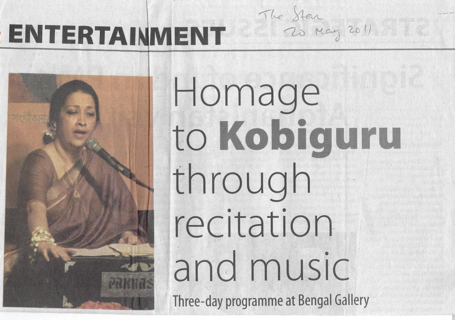Shama's performance : Celebrating Tagore's 150th Anniversary at Bengal Gallery, Dhaka, 20th May 2011 (Contd.)